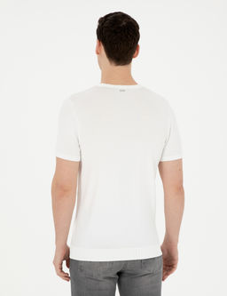 Beyaz Slim Fit Bisiklet Yaka Triko Ti__rt