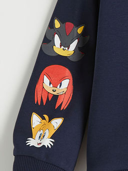 Sonic Bask?l? Erkek ?ocuk Kal?n Sweatshirt