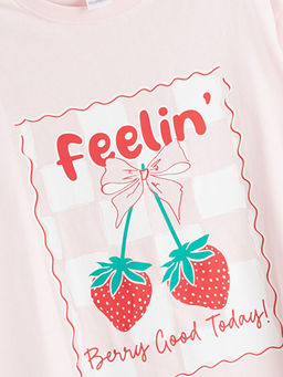 Bask?l? K?z ?ocuk ?ortlu Pijama Tak?m?