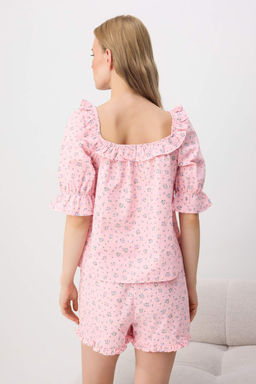 Pembe _i_ekli %100 Pamuklu Kesme Ponpon Dokuma Pijama Tak_m_ THMSS26PT00249 - Trendyolmilla фото 4