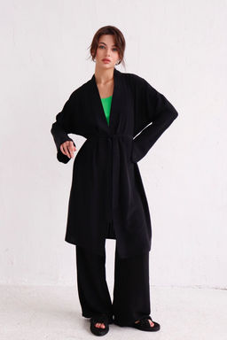 9536 Костюм из кимоно и брюк-палаццо чёрный - Martichelli фото 17