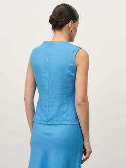 Жилет льняной 7025 аквамарин