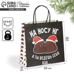 Пакет подарочный На носу НГ, 22 22 11 см - Дарите счастье фото 8