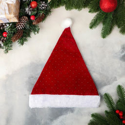 Колпак новогодний Блеск голд 27х37 см, красный