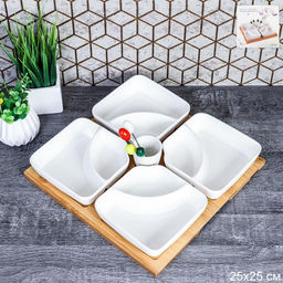 Менажница 4 предмета с 4 шпажками / JD7033 /уп 12/ на деревянной подставке - Галеонтрейд фото 2