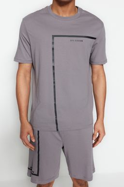 TRENDYOL MAN Siyah Regular Fit Bisiklet Yaka Bask?l? Sortlu Pijama Tak?m? TMNSS23PT00017 - Trendyolmilla фото 3