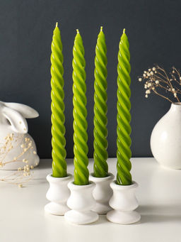 Набор свечей витых, 2.3×24.5 см, 5 ч, 50 г, 4 шт., оливковый