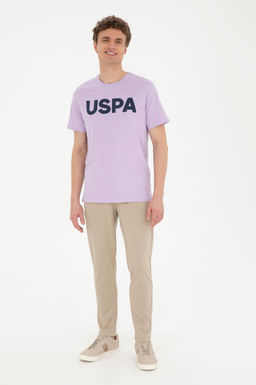 Erkek Regular Fit Bisiklet Yaka Lila Basic Ti__rt