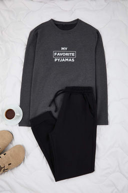 TRENDYOL MAN Bordo Regular Fit Bask?l? Pijama Tak?m? TMNAW22PT0759 - Trendyolmilla фото 20