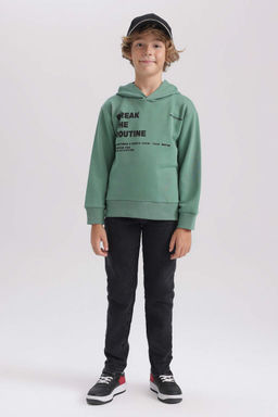 Новая толстовка обычного кроя с капюшоном для мальчиков - Defacto фото 3