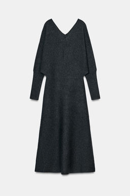 V-NECK KNIT MIDI DRESS - Zara фото 18