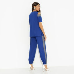 Брючный комплект из трикотажа Нешуточная конкуренция (blue 2 в 1) - Charutti фото 5