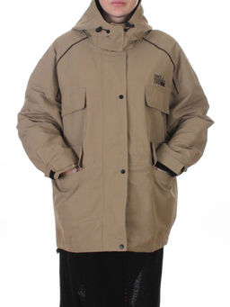 3092 BEIGE/GREEN Куртка демисезонная женская (100 гр. холлофайбер)