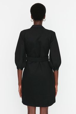 Siyah Baglama Detayl? Dokuma Elbise TWOAW20EL1156