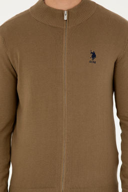 Мужской базовый трикотажный кардиган цвета хаки - U.s. polo assn фото 6