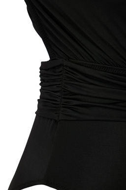 TRENDYOLMILLA Zebra Desenli Tek Omuz Drapeli Regular Mayo TBESS25MA00042 фото 7