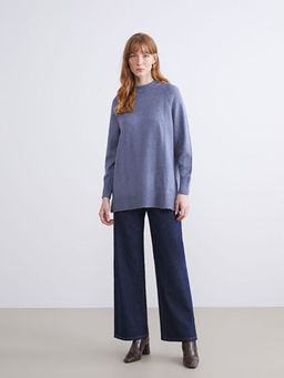 Bisiklet Yaka Oversize Kad?n Triko Tunik