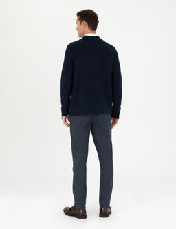 Lacivert Ekstra Slim Fit _izgili Kuma_ Pantolon