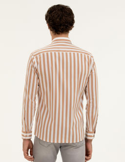 Kahverengi Slim Fit _izgili G_mlek