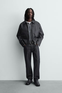 WAXED STRAIGHT-LEG JEANS