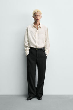 CAMISA JACQUARD RAYAS / Blanco roto