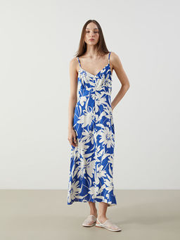 V Yaka ?i?ekli Elbise