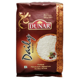 Длиннозерный шлифованный частично пропаренный рис Басмати Дейли Dunar, Индия, 500 г Акция