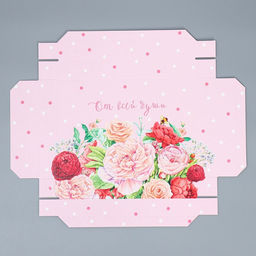 Коробка подарочная складная, упаковка, «Цветы», 21 х 15 х 7 см