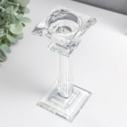 Стеклянный подсвечник на 1 свечу «Ампир», на ножке, d=2.5 см и 4 см, 6.5×6.5×16.5 см