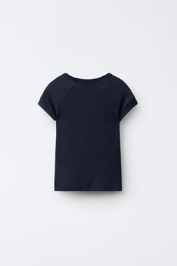 CAMISETA LISA ALGOD?N Y MODAL / Marino - Zara фото 2