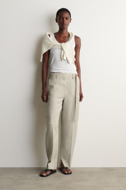 PANTAL?N DE LINO BARREL LEG CON CINTUR?N - H&m фото 3