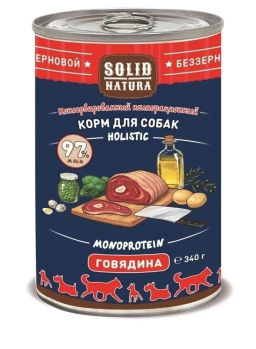 Solid Natura Holistic д/соб. Говядина 0,34 кг. ж/б ЦБ-00001812