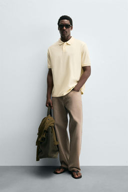 WASHED PIQU_ TEXTURE POLO SHIRT