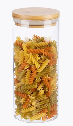 Стеклянная банка для сыпучих продуктов с крышкой BAMBU, объем: 1,3 л арт.004448 - Mallony фото 3