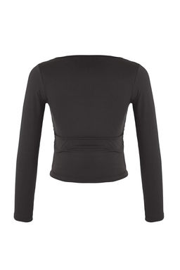 Teen Siyah Fitted/Vucuda Oturan V Yaka Orme Bluz TWOAW26BZ00175 - Trendyolmilla фото 6
