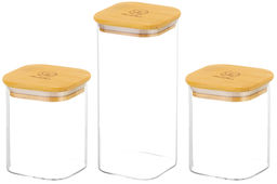 Набор 3 банок д/хранен 2*800 мл 10*10*11,5 см+1,6 л 10*10*21,5 см Crystal glass+ бамб.кр с сил.пр - Elan gallery фото 5