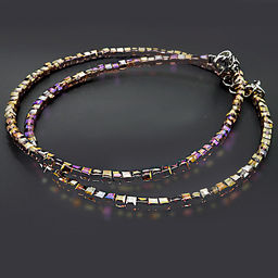 Бусы чокер Кубик хрусталь Лиловые 3мм-38см алмазная огранка