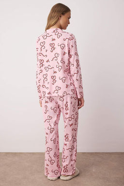 Pembe %100 Pamuklu Kalpli Y?lbas? Desenli Gomlek Yaka Orme Pijama Tak?m? THMAW26PT00064 - Trendyolmilla фото 10
