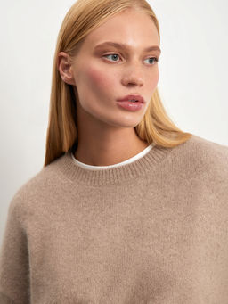 Мягкий джемпер цвета мокко с шерстью - Emka фото 4