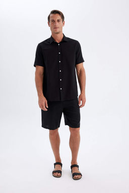 Relax Fit Keten Kar?s?ml? Bermuda Sort - Defacto фото 3