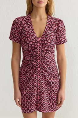 TRENDYOLMILLA Mor Retro Desenli Mini Dokuma Gomlek Elbise TWOSS25EL00080  фото 3