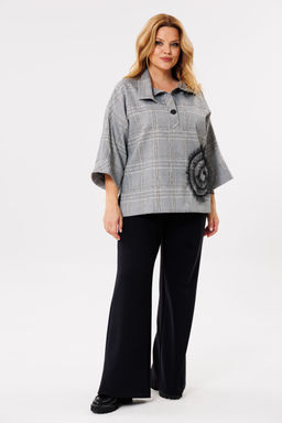Блуза Michel Chic 788-Р серый. клетка  фото 2