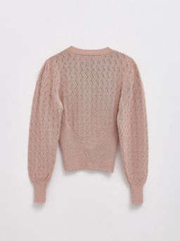 CONTE LDK 284 Джемпер с ажурным узором из пряжи с хлопком pink clay