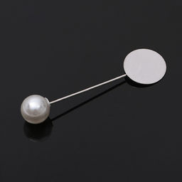 Цена за 2 шт. Основа «Брошь-игла» с бусиной d=1 см (набор 5 шт.), L=5 см, площадка 1,5 см, цвет серебро