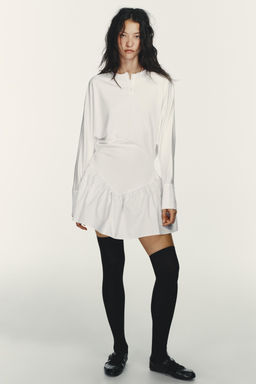 SHORT COMBINED BATWING SLEEVE DRESS