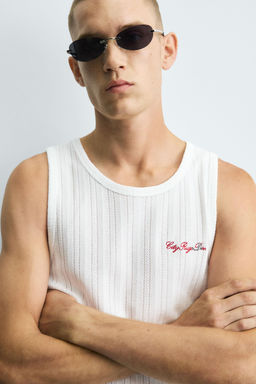 EMBROIDERED RIB TANK T-SHIRT - Zara фото 5
