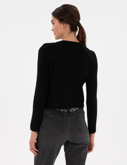 Siyah Crop Top Triko H_rka