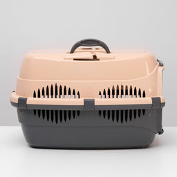 Переноска для животных до 12 кг Пижон 49х33х32см, металлическая дверь, бежево-серая  фото 2