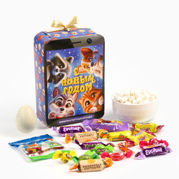 Сладкий детский новогодний подарок С Новым годом: набор конфет и растущая фигурка, 500 г