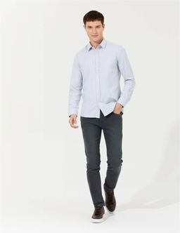 Gri Slim Fit Oxford G_mlek